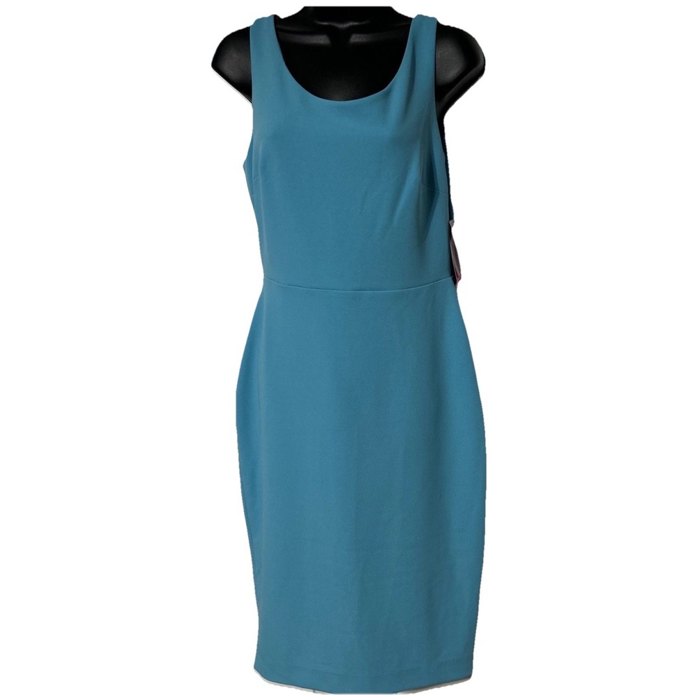 NWT NIP Betsey Johnson Blue Scoop Neck Sleeveless‎ Crepe Midi Dress 8